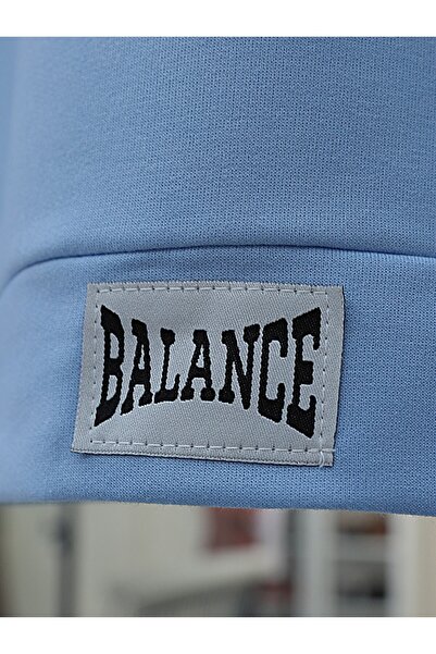 Modamorfo Kék kapucnis és címer részletes fésült pamut öltöny - baba