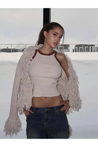 theanemos Püskül Detaylı Uzun Kollu Hırka