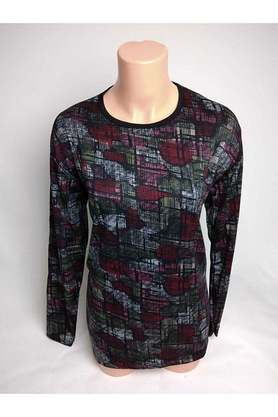 YAŞAR TRİKO Bluză tricou din bumbac pieptănat pentru femei, cu mânecă lungă, cu decolteu, cu mâneci lungi, cu fante laterale
