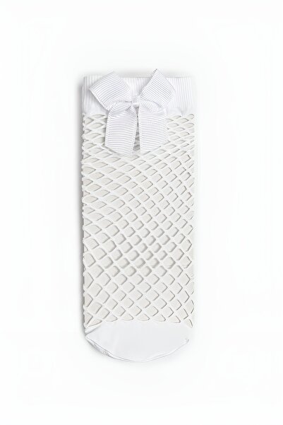 SiaLess Lingerie Women's Sexy White Fishnet Bow Sock Socks