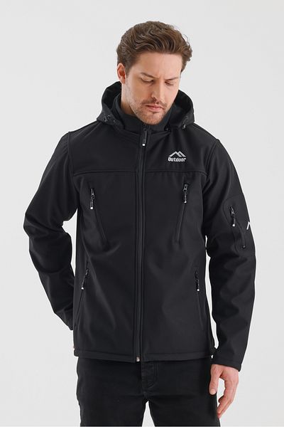 B.HE.Z Αδιάβροχο ανδρικό παλτό Softshell με αφαιρούμενο φερμουάρ και φλις εσωτερικά μαύρο
