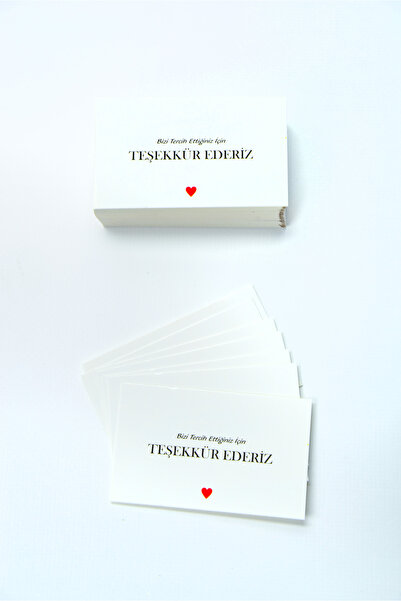 Teşekkür Kartı. 4,5x8,5 cm Ön yüz baskılı ve selefonlu 100 Adet