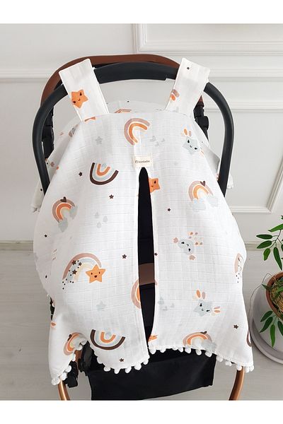 ilkimbebe Rainbow Pompom Baby Stroller Cover