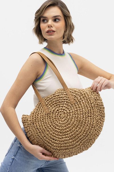Matthew Cox Γυναικεία τσάντα ώμου Wicker Camel Hsr1183