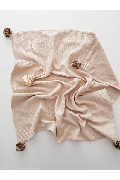 ib ilkimbebe بطانية أطفال بيكيه موسلين بطبعة جلد الفهد على الوجهين - 85x90