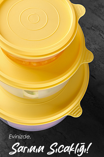 Meleni Home 4-Piece Yellow Round Food Storage Set - Food Organizer Container 4X250Ml