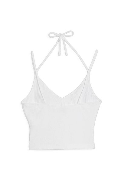 Puma Tílko Puma Classics Ribbed Crop Top, Bílá, Dámské