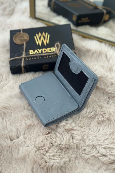 BAYDERİ محفظة حامل بطاقات بإغلاق مغناطيسي من الجلد الطبيعي للرجال من Bayderi Olis