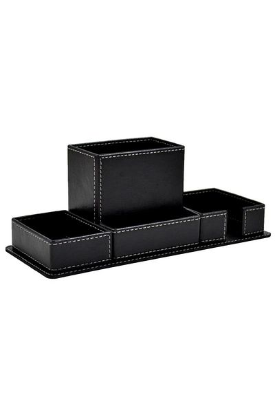 Mimaks 4 Compartment Faux Leather Table Set - 25