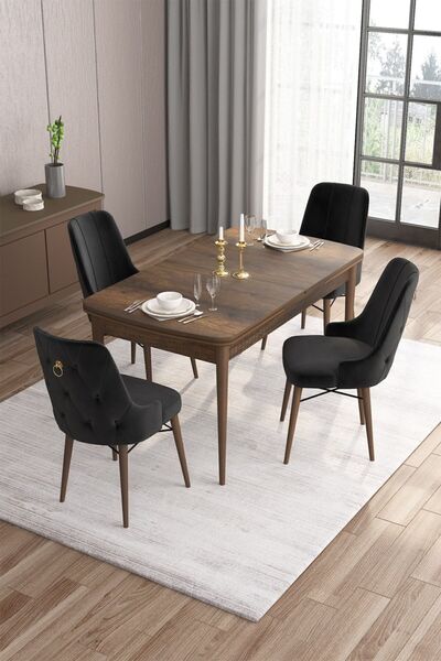 Canisa Concept Are Serisi 80x132 Açılabilir Mdf Barok Ahşap Desenli Masa Takı...