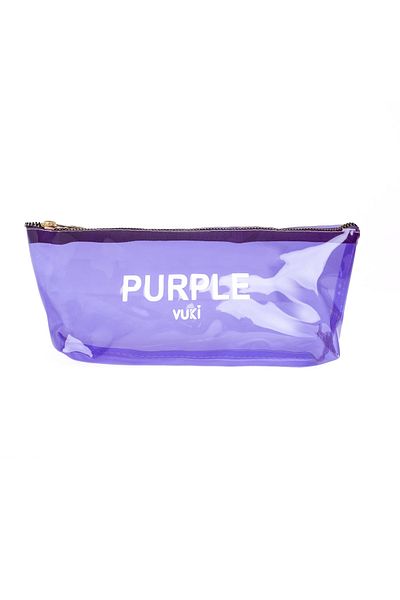 VUKİ Purple Colored Transparent Pencil Case & Makeup Bag with Femuar