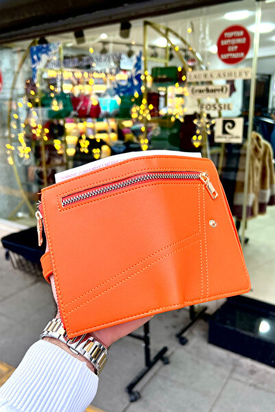 CüzCan Orange Zipper Detailed Leather Women's Wallet (Christmas Gift) (14X9Cm)