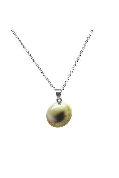 Tesbihane Non-Tarnish Metal Chain Sea Shell Design Snake Natural Stone Women's Necklace