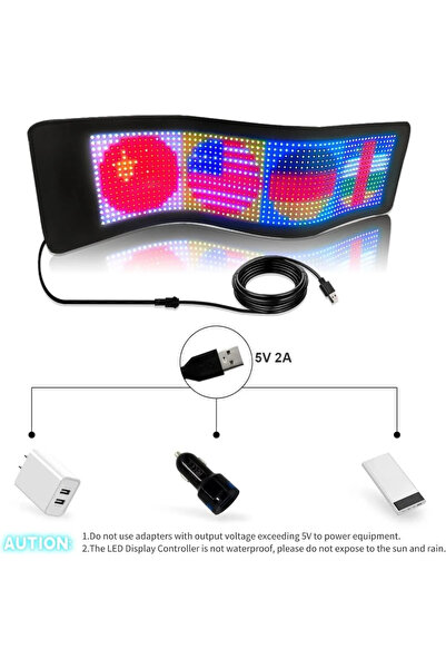 Genel Markalar Piksel Panel, USB Esnek LED Kayan Metin Animasyon Ekranı, Bluetooth App, 16X32 Led'ler 7X17CM