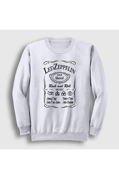 Presmono Unisex Λευκό Old Led Zeppelin φούτερ 96553tt