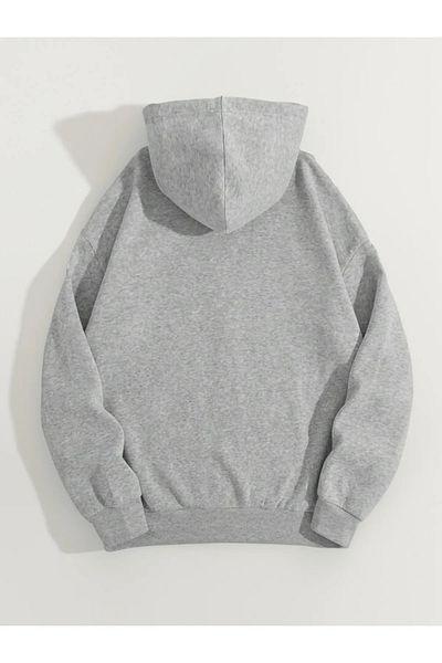 pandy Φούτερ/Ζακέτα με φερμουάρ Unisex Μαύρο με στάμπα με κουκούλα