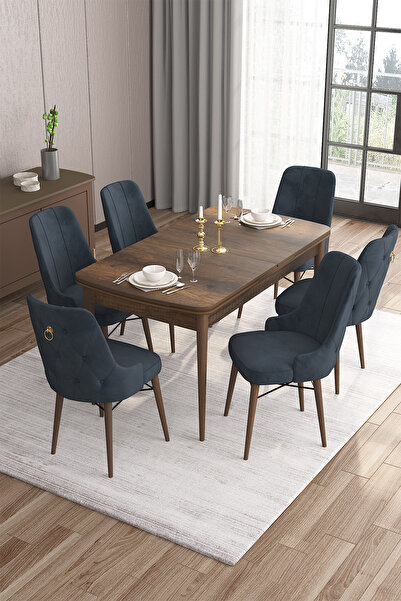 Canisa Concept Are Serisi 80x132 Açılabilir Barok Ahşap Desen Mutfak Masası T...