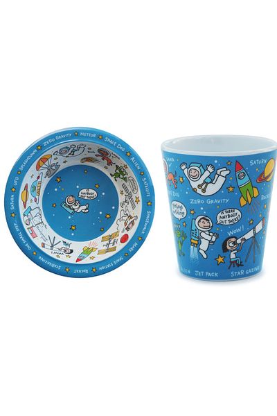 Tyrrell Katz Melamine Feeding Bowl and Drinking Cup // Space