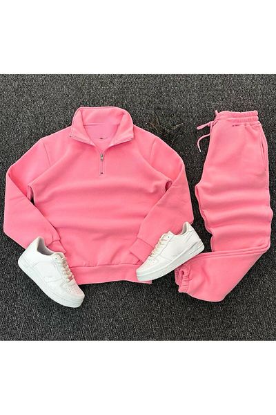woonkey Unisex Half Zipper Tracksuit Set 3 Thread Cotton New Season