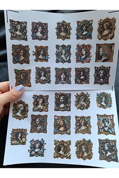 Pink Swan Craft Set de autocolante pentru portrete în cadru floral vintage, j...