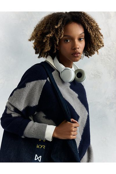 Kayra Gray Abstract Patterned Knitwear Tunic