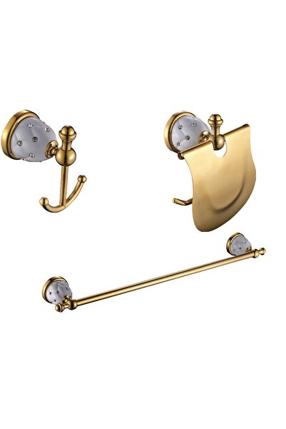 ACAR Elegant Gold Serisi Banyo Aksesuar Seti, Pirinç Aksesuar Seti