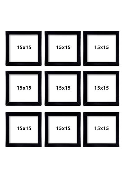 Pufi 9Pcs 15X15 Black Frame Photo Frame Set - Square Frame