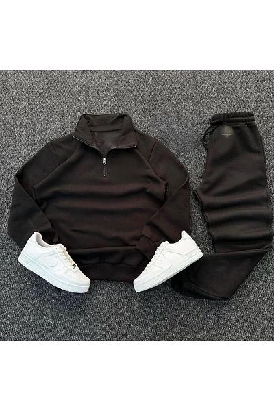 woonkey Unisex Half Zipper Tracksuit Set 3 Thread Cotton New Season