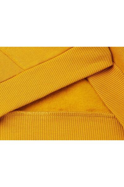 United Colors of Benetton Erkek Çocuk Hardal Sarı Sol Göğsü Logo İşlemeli Normal Kesim Kapüşonlu Sweatshirt