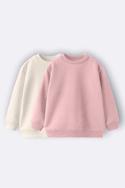 ZUZUNGA 2-Piece Basic Children's Sweatshirt 3-10 Years Old Powder-Cream