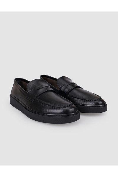 Cabani 100% Genuine Leather Black Men's Casual Shoes
