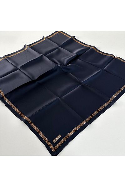 Armine Sura Pure Silk Navy Blue-Gold Scarf 24-25 Autumn Winter Season Pkt2902