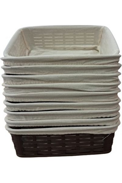 Bora Plastik 10 Pieces of Wicker Patterned Cornered Bread Basket - No:2 Cloth