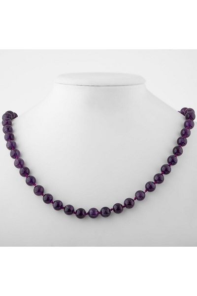 OSMANLI DOĞAL TAŞ Amethyst 8 Mm Knotted Natural Stone Necklace