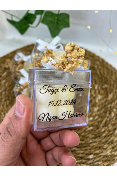 imzatasarım Düğün Nişan Söz Doğum Günü için 15 Adet Süslemeli Mika Kutulu Bub...