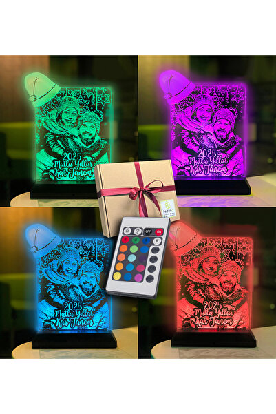 hediye-ci Yılbaşı Hediyesi Kişiye Özel Resimli Noel Baba Şapkalı 3d Led Gece ...