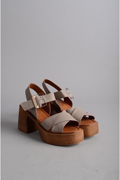 SEÇ KUNDURA Sandale cu toc din piele naturală - SEÇ 1409, gri, înălțime toc: 9 cm, platformă: 3 cm