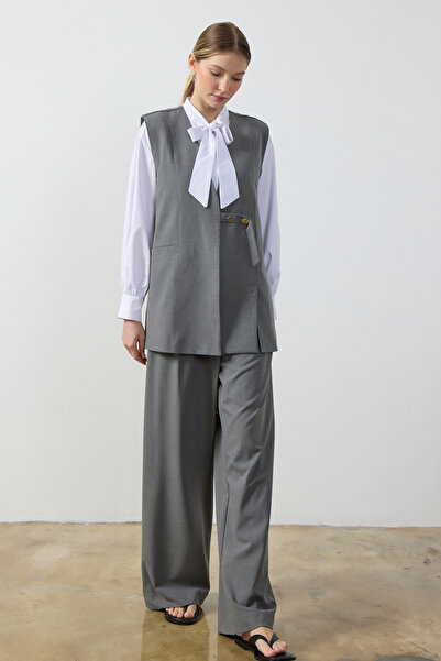 Birgül Bektaş Gray Wide Leg Pants