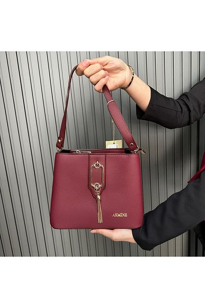 Armine Burgundy Plain Bag - Ar36104