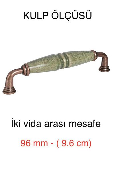 Porcellana Perla أخضر-نحاسي-(9,6 سم)-مقبض معدني من البورسلين مقبض درج خزانة أثاث المطبخ Kulb-İnci96mm-STK3319