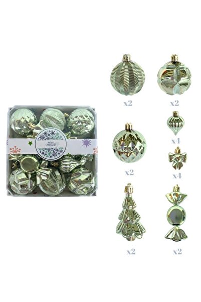 kapella SET DE ORNAMENTE MIXTE DE LUX DE ANUL NOU VERDE MOCHETE LUMINOUS 18 BUC