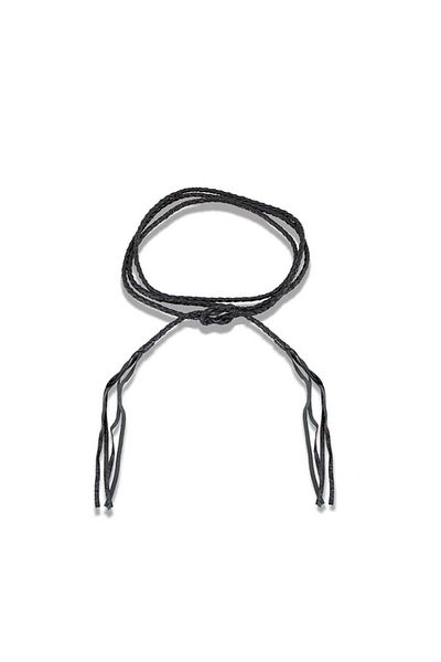 RİVUS Bright End Tasseled Laced Knitted Leather Belt - Black