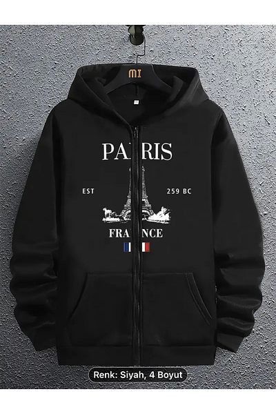 Minikelya Large Graphic Pattern Printed Quality Sweatshirt Hooded 3 Thread