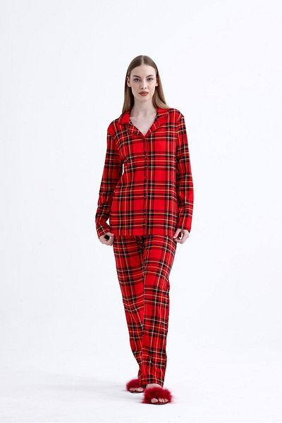 REN Marilyn's Secret Plaid Shirt Pajama Set, 100% Cotton