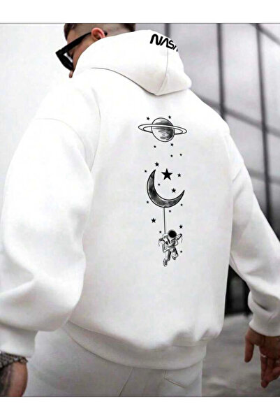 SimStone Legend New Season White Kangaroo Sweatshirt with Back and Hood Print