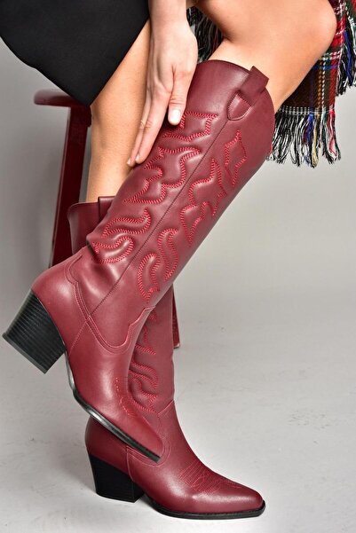 Fox Shoes تي 296815009   حذاء نسائي موديل رعاة البقر باللون العنابي