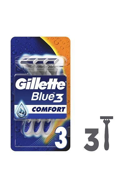 Gillette Blue 3 Comfort 3 blades 3 razors Card (9664) --- Gillette Blue 3 Men's Razors Card 3 pieces