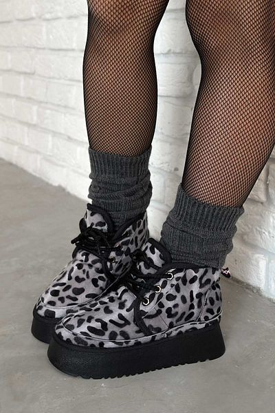 Shoebutik Μποτάκια Lolly Grey Leopard Print