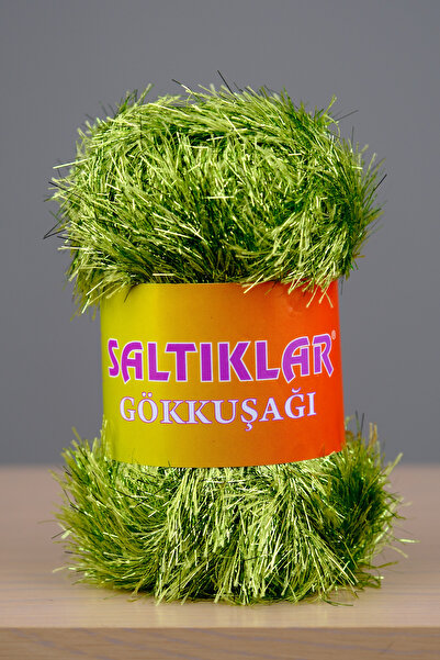SALTIKLAR Gökküşağı Simli Yumoş Premium Simli Sakallı Ip 100gr/110m Yeşil-43
