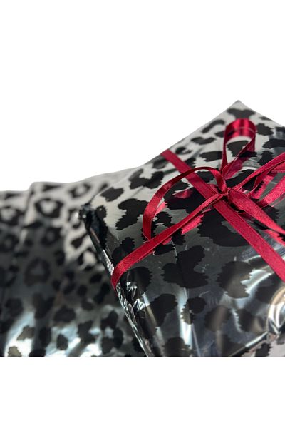 weloveis Luxury Leopard Print Black Metallized Paper - Gift Wrapping, 55X55Cm, 0.28Mic Thin - 20 Sheets